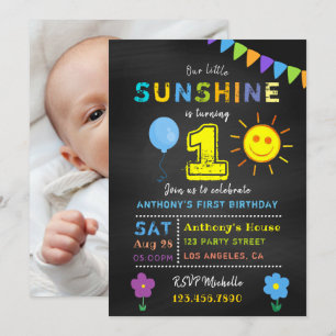 Invitation Fête du 1er anniversaire Little Sunshine Boy table