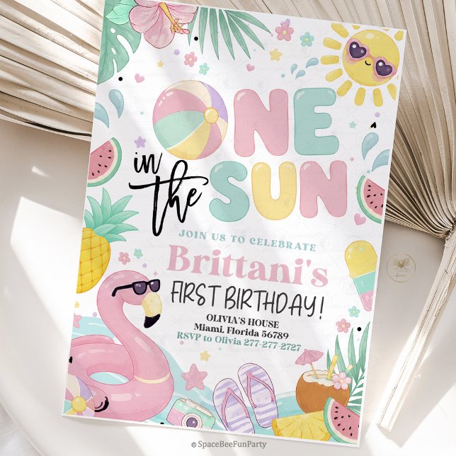 Invitation Fête du 1er anniversaire One In The Sun (One in the Sun birthday invite, 1st birthday invitation, pool party invite, beach birthday invite, s)