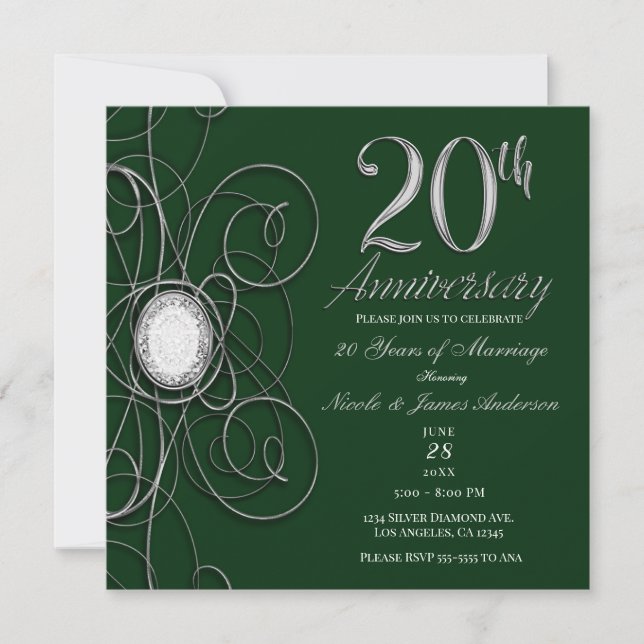 Invitation Fête du 20e Anniversaire de Green & Silver Diamond (Devant)