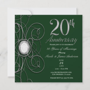 Invitation Fête du 20e Anniversaire de Green & Silver Diamond