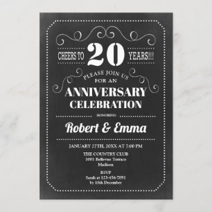Invitation fête du 20e anniversaire des Mariages - Chalkboard