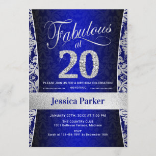 Invitation Fête du 20e anniversaire - Silver Royal Blue