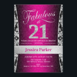Invitation Fête du 21e anniversaire - Argent rose noir<br><div class="desc">21e Anniversaire Invitation de fête en noir et argent rose. Elégante carte invitation avec fausse parties scintillant argent et diamants. Fonctionne avec un modèle damask et une police de script. Fabuleux à vingt et un ! Design classique parfait pour une soirée élégante. S'il vous plaît, envoyez-moi un message si vous...</div>
