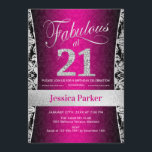 Invitation Fête du 21e anniversaire - Argent rose noir<br><div class="desc">21e Anniversaire Invitation de fête en noir et argent rose. Elégante carte invitation avec fausse parties scintillant argent et diamants. Fonctionne avec un modèle damask et une police de script. Fabuleux à vingt et un ! Design classique parfait pour une soirée élégante. S'il vous plaît, envoyez-moi un message si vous...</div>