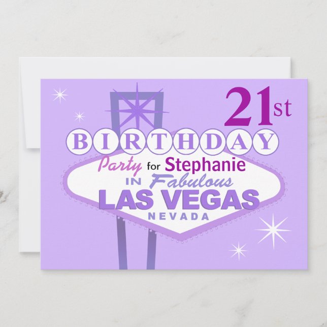 Invitation Fête du 21e anniversaire de Las Vegas - lilas (Devant)