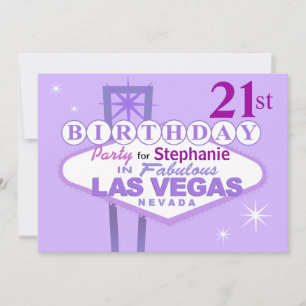 Invitation Fête du 21e anniversaire de Las Vegas - lilas