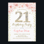 Invitation Fête du 21e anniversaire - Rose or blanc<br><div class="desc">21st Birthday Party Invitation Design élégant en faux parties scintillant or,  rose et blanc. Elégante invitation à la floraison avec diamants et roses. Parfait pour une célébration de glamour. S'il vous plaît,  envoyez-moi un message si vous avez besoin d'une personnalisation plus poussée.</div>
