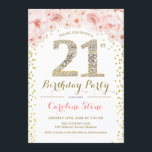 Invitation Fête du 21e anniversaire - Rose or blanc<br><div class="desc">21st Birthday Party Invitation Design élégant en faux parties scintillant or,  rose et blanc. Elégante invitation à la floraison avec diamants et roses. Parfait pour une célébration de glamour. S'il vous plaît,  envoyez-moi un message si vous avez besoin d'une personnalisation plus poussée.</div>