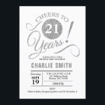 Invitation Fête du 21e anniversaire - Silver White<br><div class="desc">21e Anniversaire Invitation de fête en fausse parties scintillant Argent et Blanc. Salut à 21 ans ! Design élégant de style de script de typographie moderne. Peut être customisé à n'importe quel âge. S'il vous plaît,  envoyez-moi un message si vous avez besoin d'une personnalisation plus poussée.</div>