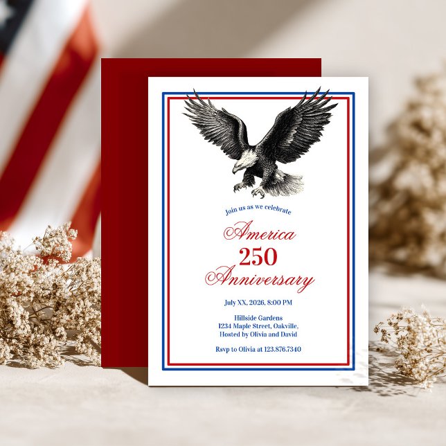 Invitation Fête du 250e anniversaire d'Aigle américain d'Amér (Créateur téléchargé)