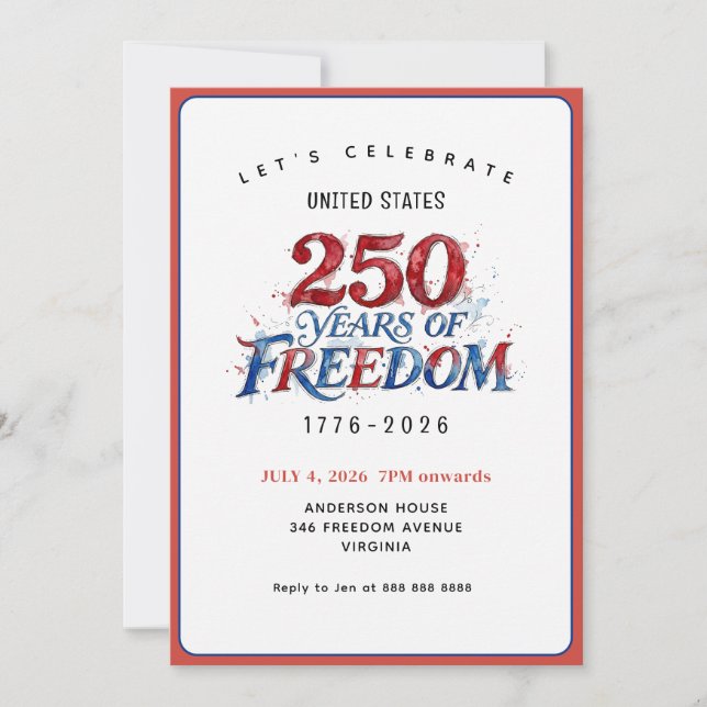 Invitation Fête du 250e anniversaire des Amériques  (Devant)