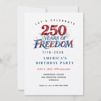 Invitation Fête du 250e anniversaire des Amériques