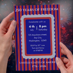 Invitation Fête du 250e anniversaire rouge et bleu