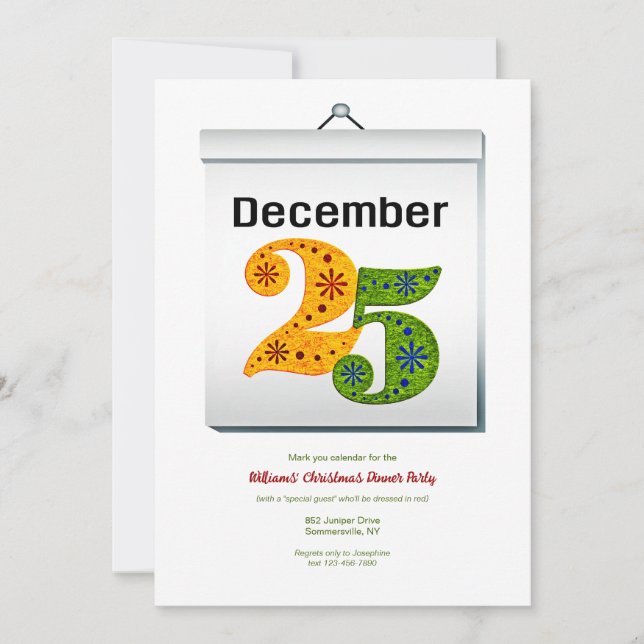 Invitation Fête du 25 décembre (Devant)