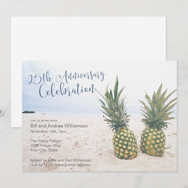 Invitation Fête du 25e anniversaire de la plage tropicale (Devant / Derrière)