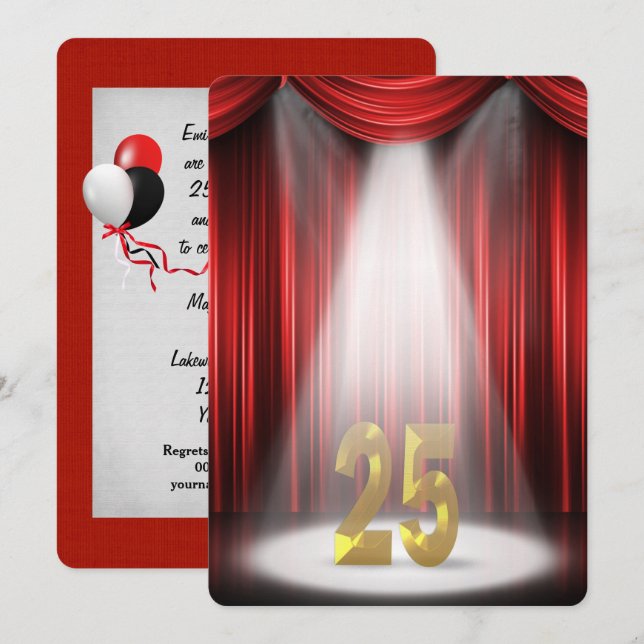 Invitation Fête du 25e anniversaire de mariage (Devant / Derrière)