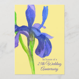 Invitation Fête du 25e anniversaire de mariage Blue Iris