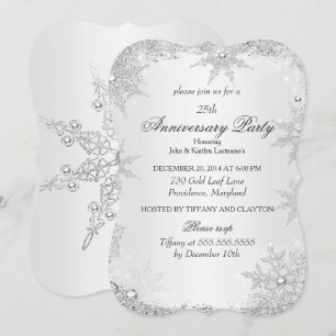 Invitation Fête du 25e Anniversaire de Mariage Silver Winter