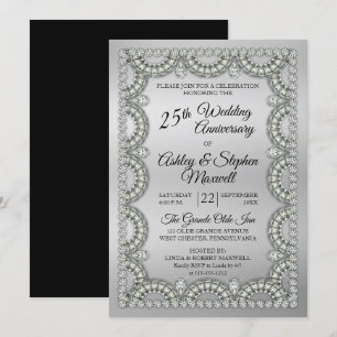 Invitation Fête du 25e anniversaire du Mariage Argent et Diam