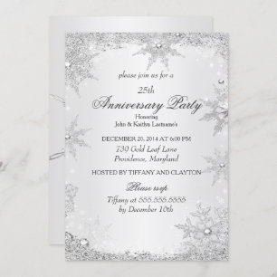 Invitation Fête du 25e anniversaire Silver Winter Wonderland