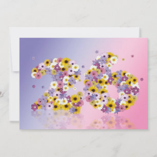 Invitation Fête du 26ème anniversaire, avec des lettres fleur