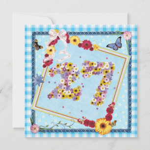 Invitation Fête du 27e anniversaire Fleurs d'invitation, papi