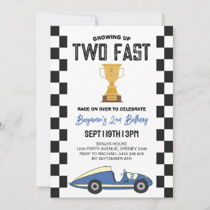Invitation Fête du 2e anniversaire de la voiture de course ré
