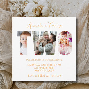 Invitation Fête du 2e anniversaire Favorisée pour les filles 