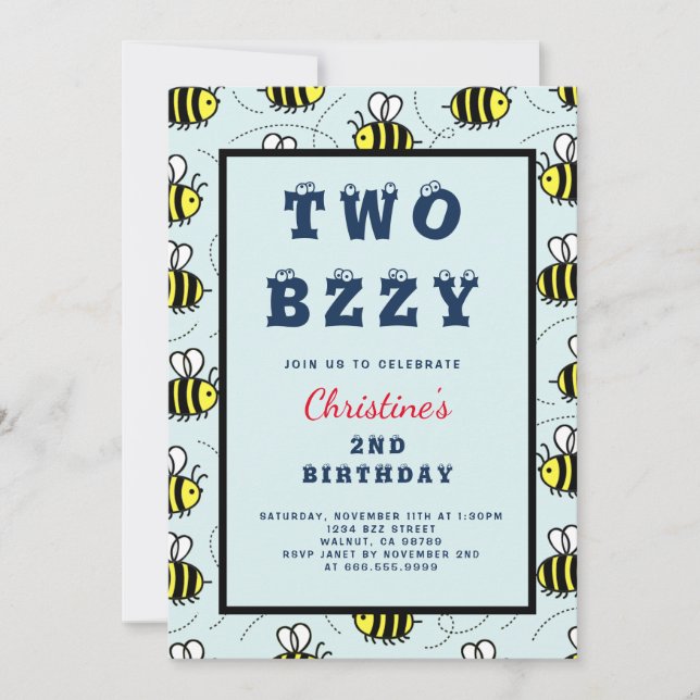 Invitation fête du 2e anniversaire, fête du deuxième annivers (Devant)