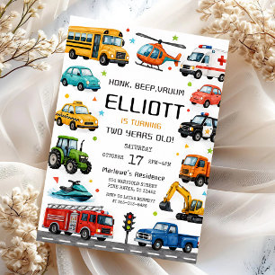 Invitation Fête du 2e anniversaire pour les véhicules