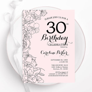 Invitation Fête du 30e anniversaire de Blush Pink