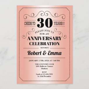 Invitation Fête du 30e anniversaire de l'Mariage - Coral