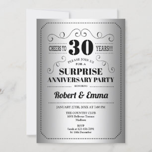 Invitation Fête du 30e anniversaire de Surprise - Noir d'arge