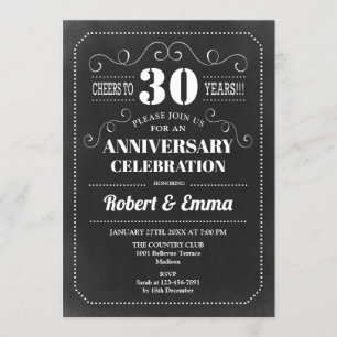 Invitation Fête du 30e anniversaire des Mariages - Chalkboard