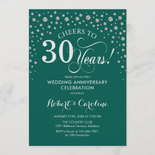 Invitation Fête du 30e anniversaire - Emerald Green Silver