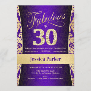 Invitation Fête du 30e anniversaire - Gold Purple