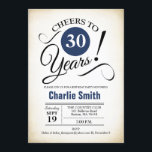 Invitation Fête du 30e anniversaire - Marine Bleu Blanc Noir<br><div class="desc">Invitation de fête du 30e anniversaire dans la Marine Bleu Blanc Noir avec arrière - plan crémeux rétro. Bravo à 30 ans ! Peut être personnalisé dans n'importe quelle année. S'il vous plaît,  envoyez-moi un message si vous avez besoin d'une personnalisation plus poussée.</div>