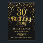 Invitation Fête du 30e anniversaire - Noir & Or<br><div class="desc">Invitation de fête du 30e anniversaire. Design élégant en or noir et faux parties scintillant. Comprend des polices de caractères et des confettis stylisés. Message-moi si vous avez besoin d'âge personnalisé.</div>