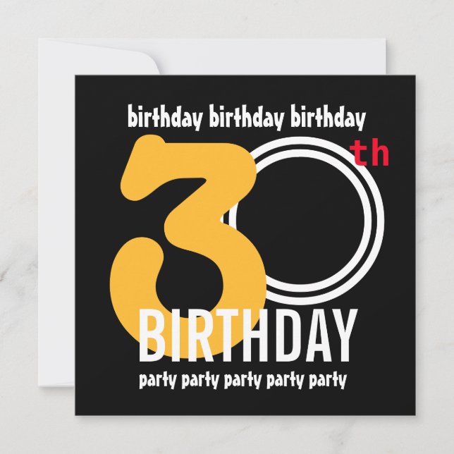 Invitation Fête du 30e anniversaire Nombre moderne A03A (Devant)