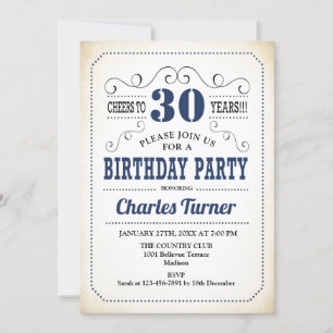 Invitation Fête du 30e anniversaire - Retro Creamy White and