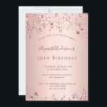 Invitation fête du 30e anniversaire rose or étoiles saupoudre<br><div class="desc">Une invitation moderne, élégante et glamour pour une fête du 30e anniversaire de femme. Un arrière - plan à l'apparence métallique d'or faux rose avec une élégante vedette dorée faux rose. Le nom est écrit avec un rose moderne de couleur or foncé à la main écriture style. Modèles pour les...</div>