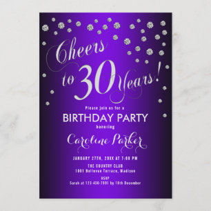 Invitation Fête du 30e anniversaire - Silver Purple