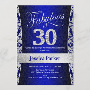 Invitation Fête du 30e anniversaire - Silver Royal Blue