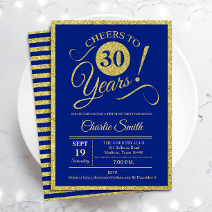 Invitation Fête du 30e anniversaire - TOUT AGE Royal Blue Gol