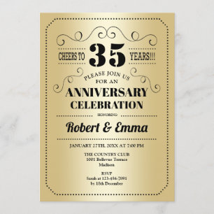 Invitation Fête du 35e anniversaire de mariage - Or Noir