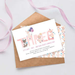 Invitation Fête du 3e anniversaire, 3 petits cochons grand mé