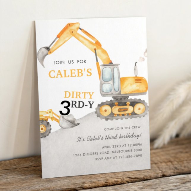 Invitation Fête du 3e anniversaire de construction sale Dirty (Créateur téléchargé)