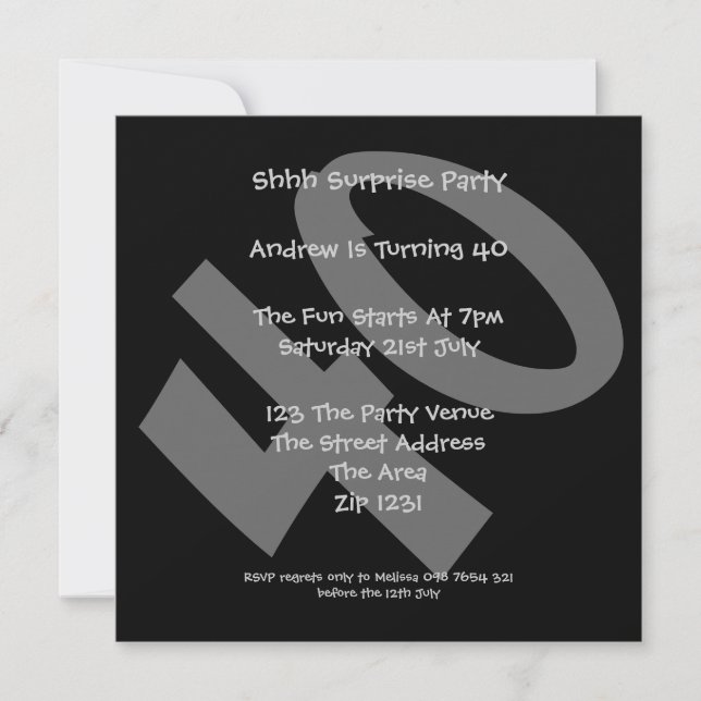 Invitation Fête du 40e anniversaire (Devant)