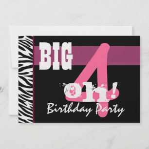 Invitation Fête du 40e anniversaire - Big 4 Oh Pink Zebra Met