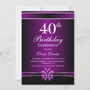 Invitation Fête du 40e anniversaire de Black and Purple